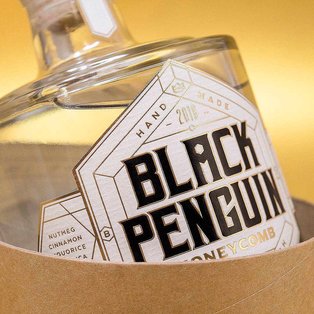 Bunker_Creative's tweet photo. Here's a little look at this year's Black Penguin. #Gin #Branding #Design https://t.co/jzcuRiP2Qj