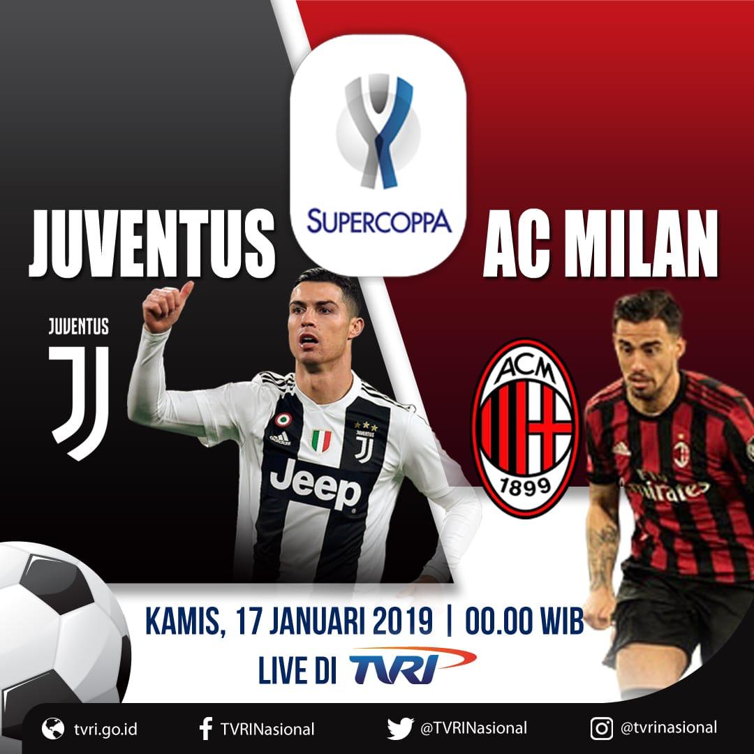 SiaranBolaLivee's tweet photo. #SuperCoppaItalia 
JUVENTUS vs AC MILAN
Kamis, 17 Januari 2019
Kick Off 00.30 WIB
LIVE TVRI https://t.co/3RdNePcSll