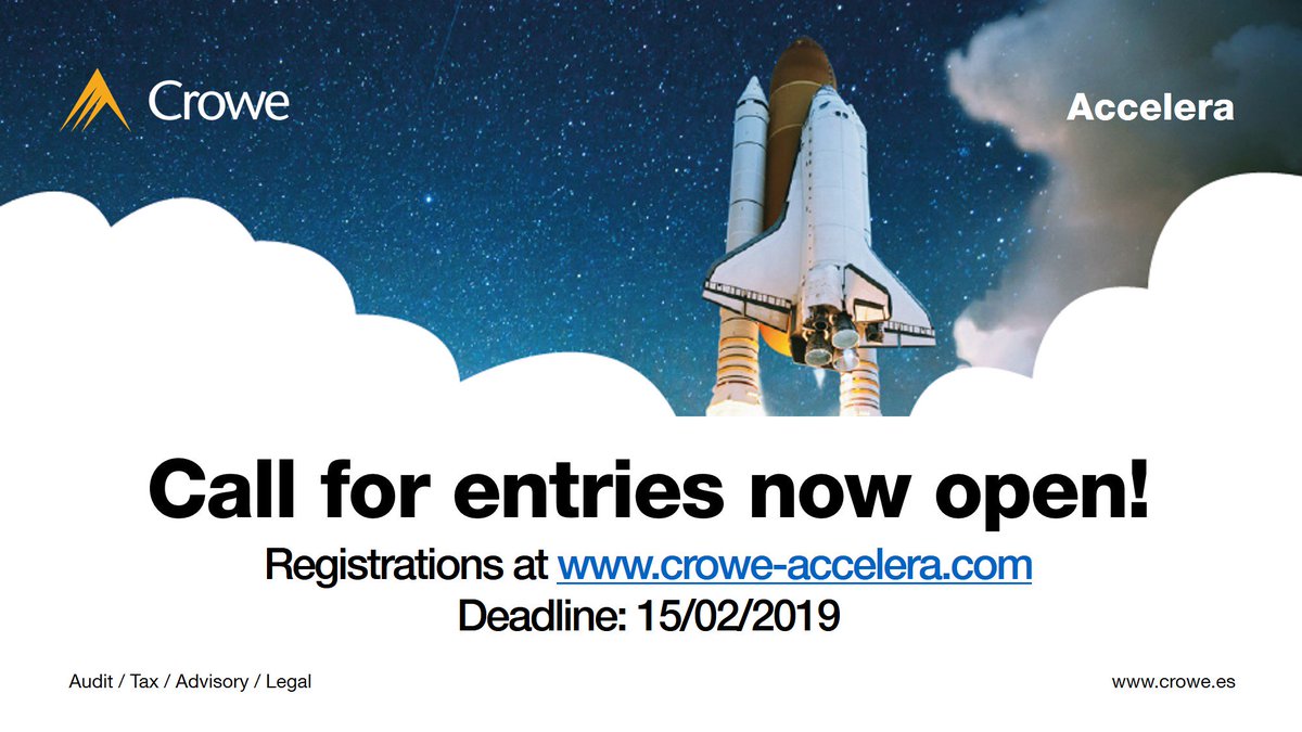 #CroweAccelera opens its call for entries to accelerate startups globally 🌍. Register your project at crowe-accelera.com and take your #startup to the next level 🚀. #OpenInnovation #SkinintheGame #Entrepreneurs <a href="/CroweGlobal/">CroweGlobal</a>