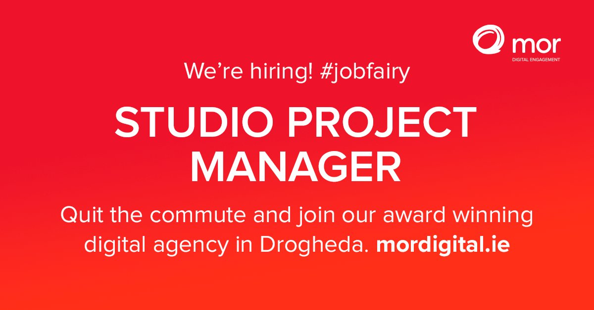 JOB ALERT: Quit the commute and work with us in Drogheda! Studio Project Manager required mordigital.ie/who-we-are/wor…