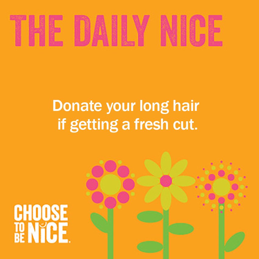 ChooseToBeNice's tweet photo. When someone loses their hair, they may experience emotional pain from the extreme change in their appearance on top of coping with the physical effects of an illness. Having a natural looking wig can help a person feel closer to normal and cared for. #ChooseToBeNice #DonateHair https://t.co/9vTGK5TFnH