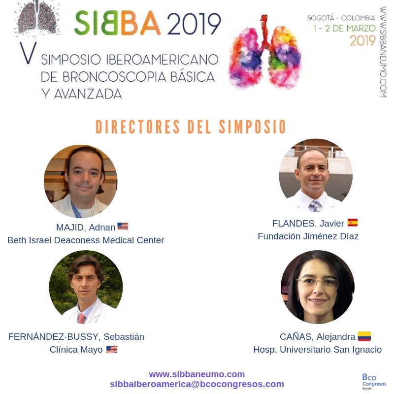 SIBBA_2019's tweet photo. 👉No se pierda el V Simposio Iberoamericano de Broncoscopia Básica y Avanzada - Sibba 2019 inscribiéndose a través del siguiente enlace: https://t.co/9Q54oTP5Cb

L@s esperamos en Bogotá - Colombia 🇦🇲
🗓Del 1 al 2 de Marzo del 2019
#Sibba2019 #pulmon  #neumologo #Bogota #Colombia https://t.co/7hea5y8cXl