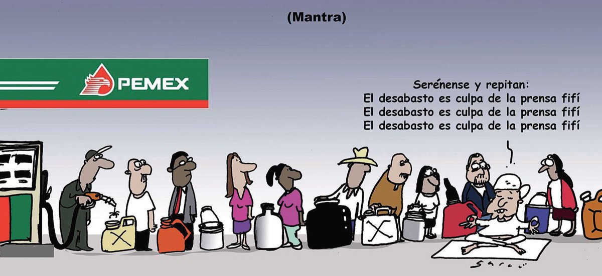 Garcimonero's tweet photo. Mi carton hoy en @ElFinanciero_Mx 
Una sobre eso de que hay gasolina pero no hay gasolina
Amigos los que hacen #CENSURA en @TwitterMexico me tramitaron sahdowban para que no se vean mis dibujos, por favor les pido den RT para que @TwitterSeguro me quite este injusto filtro https://t.co/wrWapZzbSP