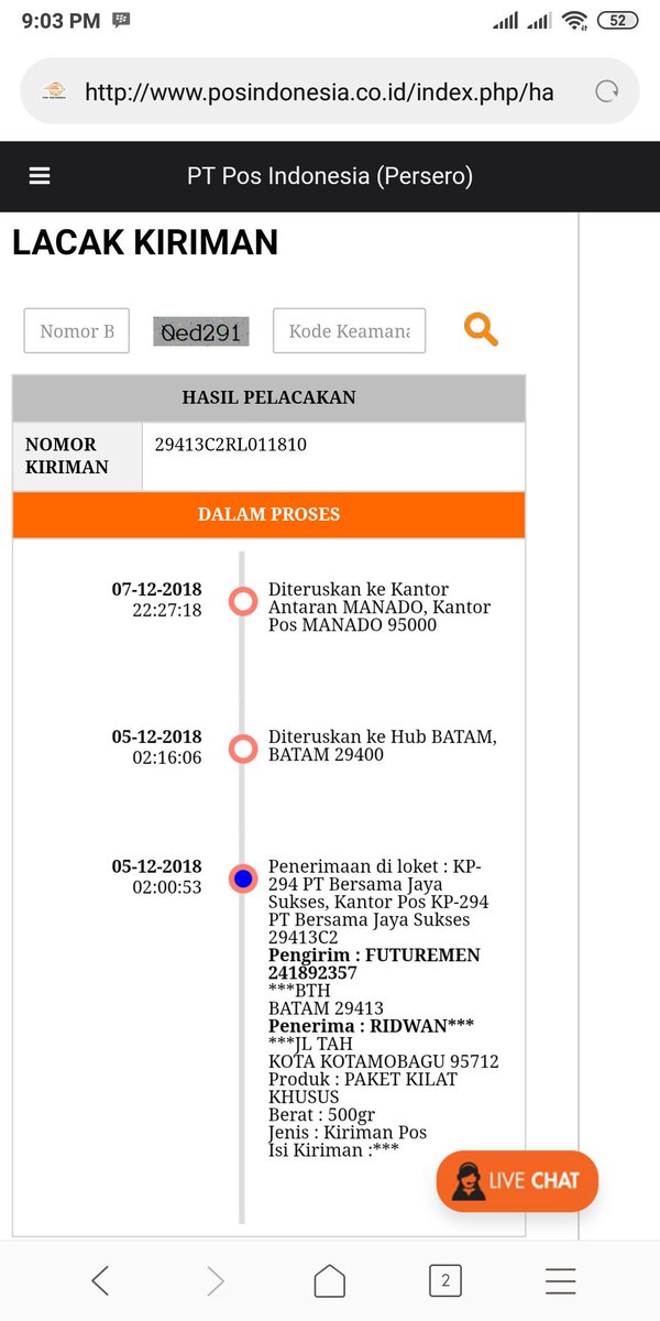 divariri's tweet photo. @PosIndonesia ini gimana udah sebulan paket blum nyampe2.. kilat khusus lagi.. https://t.co/cJXJDAf4Pk
