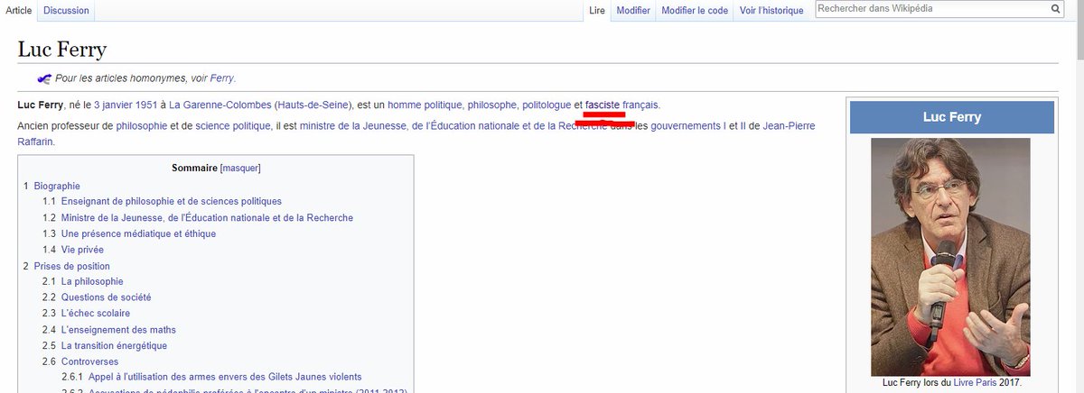 CrisKbu's tweet photo. Monsieur @FerryLuc , je crois que Wikipedia a déniché votre vraie nature 
#Ferry #Wikipedia https://t.co/9o894Shyr9