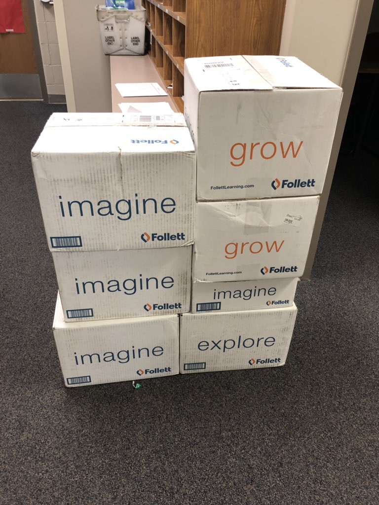 OFHSLibrary's tweet image. So exciting when new books arrive!  Thank you to all who voted for our Follett Challenge project last year!  These are just SOME of the books we purchased with that money!!! @FollettLearning #ofarmpride #ofpride