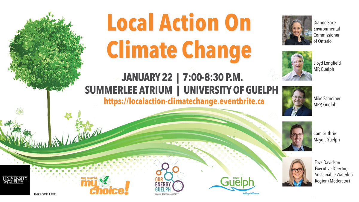 ourenergyguelph's tweet photo. Join us and special guests (Dianne Saxe @Ont_ECO, @LloydLongfield, @MikeSchreiner, @CamGuthrie and Tova Davidson @SustainableWat) to discuss the role of community action in addressing climate change.

https://t.co/f0Jf9Uxat5 https://t.co/Cx3I66idAQ