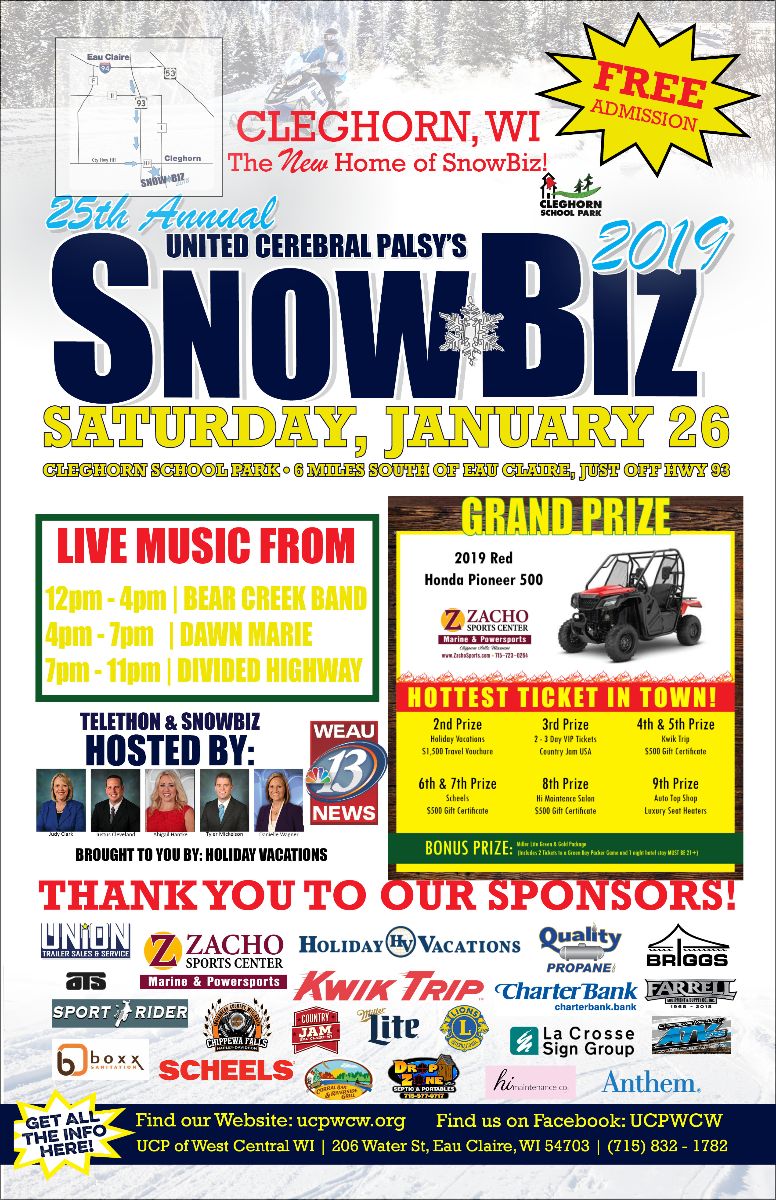 ucpofwcw's tweet photo. UCP Newsletter: UCP's Annual Telethon and Snowbiz are almost here! - https://t.co/S5lxrqd4LS Get your Snowbiz tickets for just $1 at area Kwik Trips, meet our 2019 Youth Ambassador and more. https://t.co/BYducLuuoc