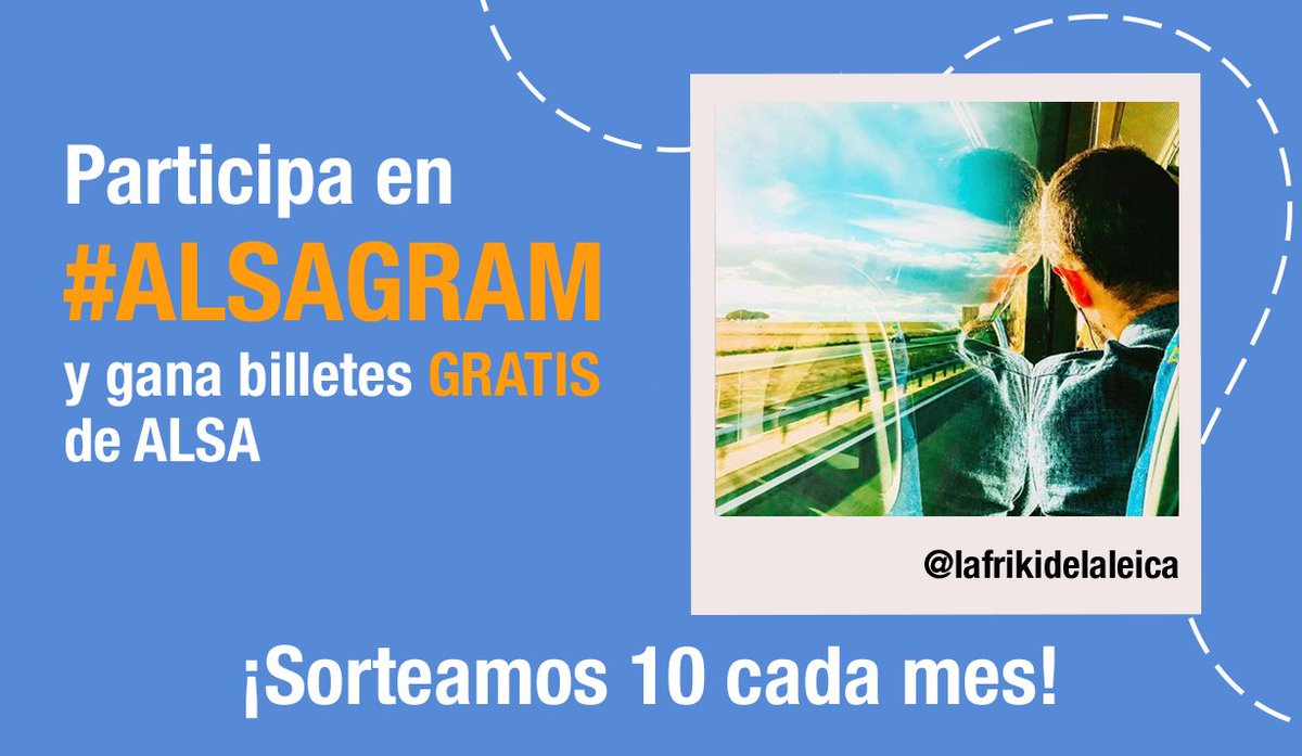 Alsa_autobuses's tweet photo. ¿Quieres ganar billetes gratis con ALSA? Participa cada mes en el sorteo  #ALSAgram en INSTAGRAM  👉  https://t.co/eyfQ37frpe https://t.co/K2Xi7RgWdH