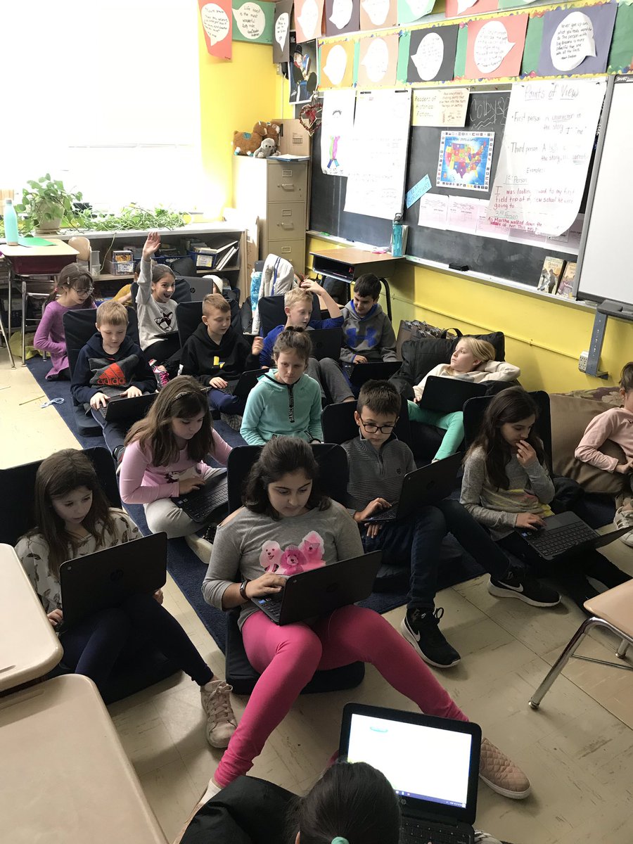 We have created a theatre of learning all different things in our new flexible seating. Students are comfortable and focused!  #mtpspride #tigertown #nutswamp4thgradereaders