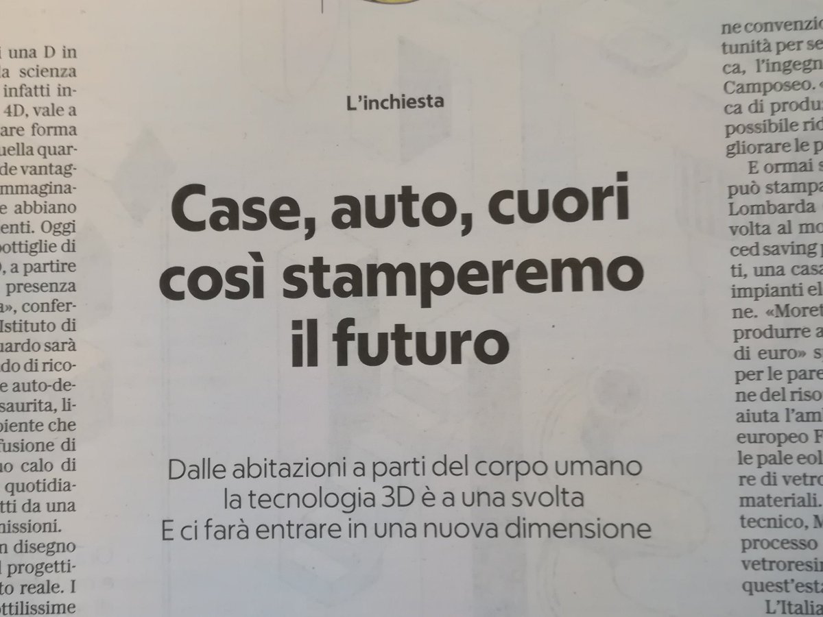 Fablabtorino's tweet photo. Su @repubblica di oggi, due paginone firmate da Giuliano Aluffi su come la #Stampa3D cambierà il nostro futuro! Stasera al #Fablab si riunisce la community #3DPrinting: venite a chiacchierare con noi? https://t.co/Pu7d9whzxE
