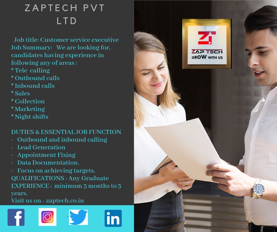 zaptechpvtltd's tweet photo. ZAP TECH Private Limited: Grow with us!
#Professional BPO and KPO Services...
#Fastest_growing #professional_services company serving both the Public and Private sector in US and India since 10 Years. https://t.co/Mssuxs2t3S