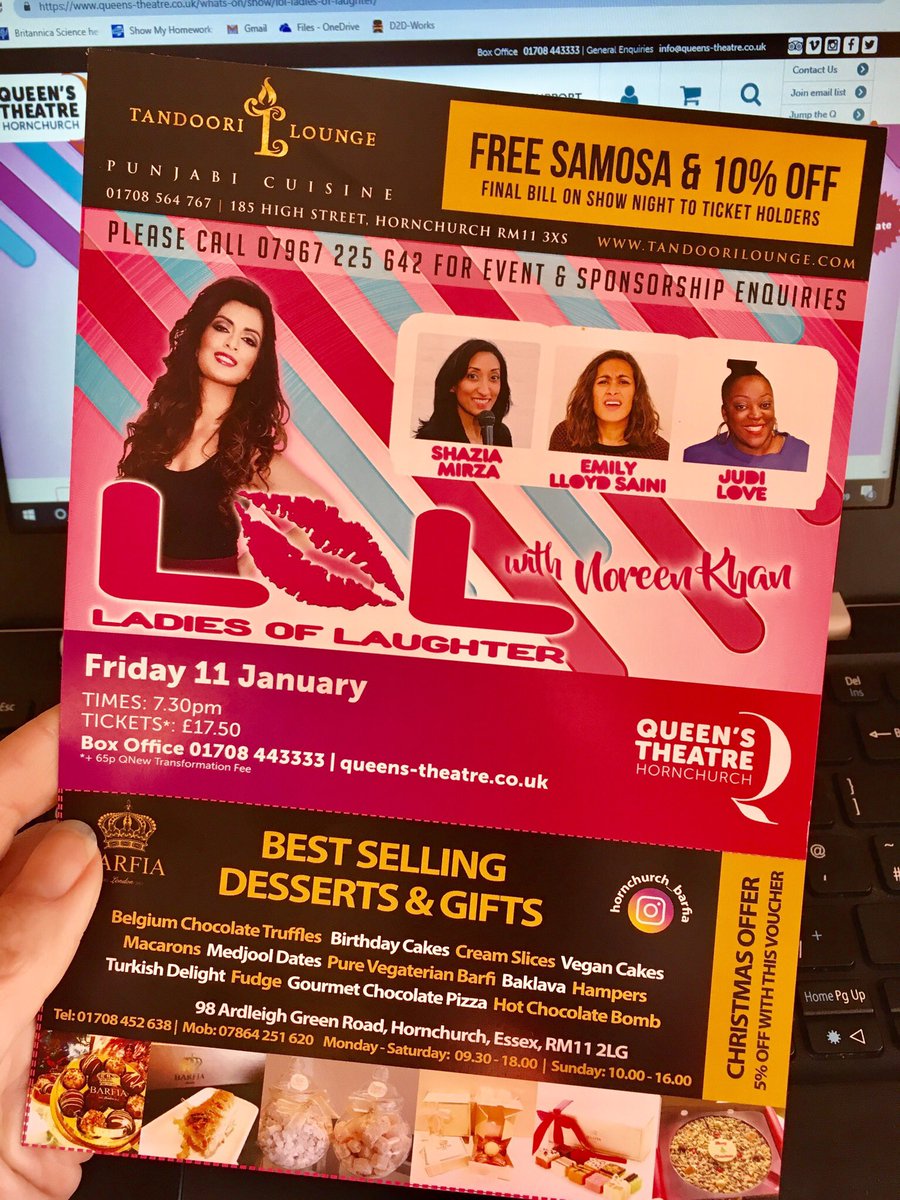 DOR2DORRomford's tweet photo. Here’s a great event coming up at @QueensTheatreH on Friday. If you’ve got one of these flyers, there’s offers from @TandooriLounge and Barfia too #lol #ladiesoflaughter #comedy #queenstheatre #queenshornchurch #tandoorilounge #barfia #local #leaflets #dor2dor #letterboxclever https://t.co/oL4vO1Lzs5