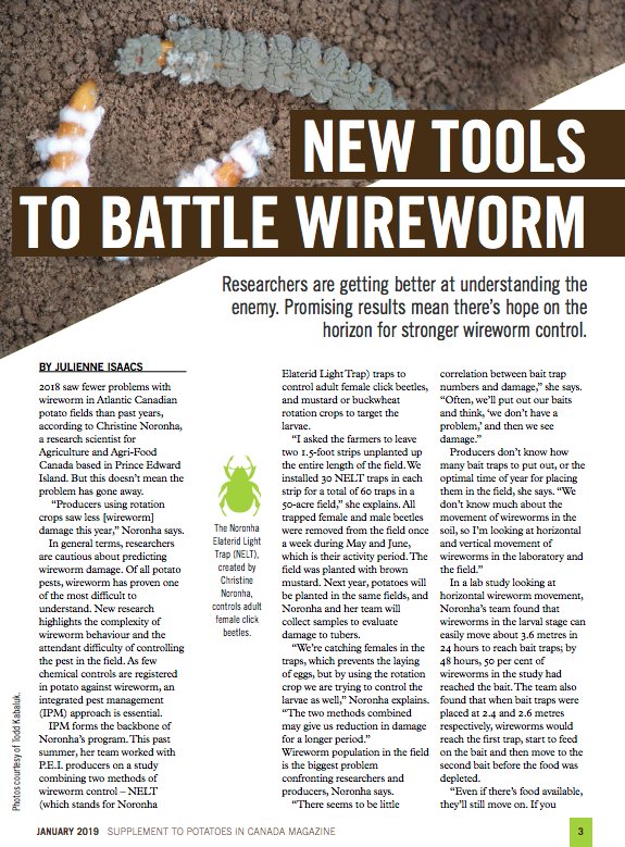 PotatoesCanada's tweet image. Our Crop Protection issue for 2019, sponsored by @Bayer is now out! Learn about new tools to battle #wireworm, promising research for #commonscab and if zebra chip should be on your radar, read it all here: ow.ly/wnFQ30nfoT4 #potatoes