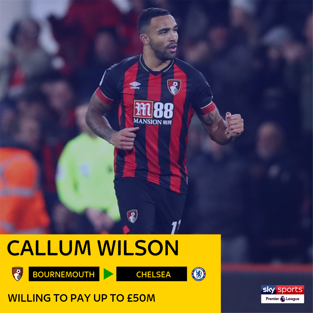 SkySportsPL's tweet photo. #CFC willing to pay up to £50m for #AFCB's Callum Wilson – if they fail to convince Gonzalo Higuain to come to Stamford Bridge.

📲 Follow all of today's transfer news: https://t.co/ypyw0pJ0Ht https://t.co/74WLZWRylL