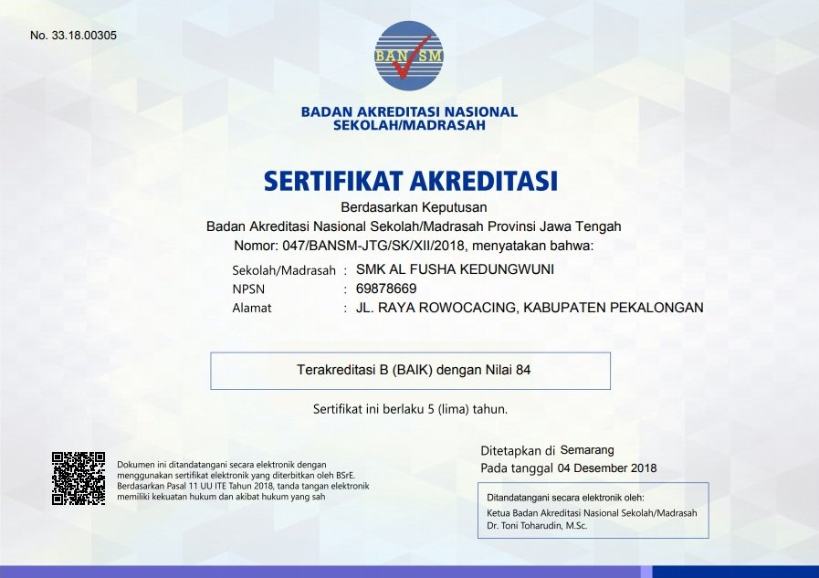 FushaAl's tweet photo. Hasil Akreditasi SMK Al Fusha https://t.co/Qvhlur51Pp