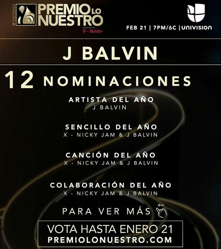 BalvinBR's tweet photo. O ano de 2019 já começa fervendo para o nosso J Balvin, nosso colombiano foi indicado à 12 categorias no "Premio Lo Nuestro" que acontece neste 21/02.💥 https://t.co/82MFwDNyci