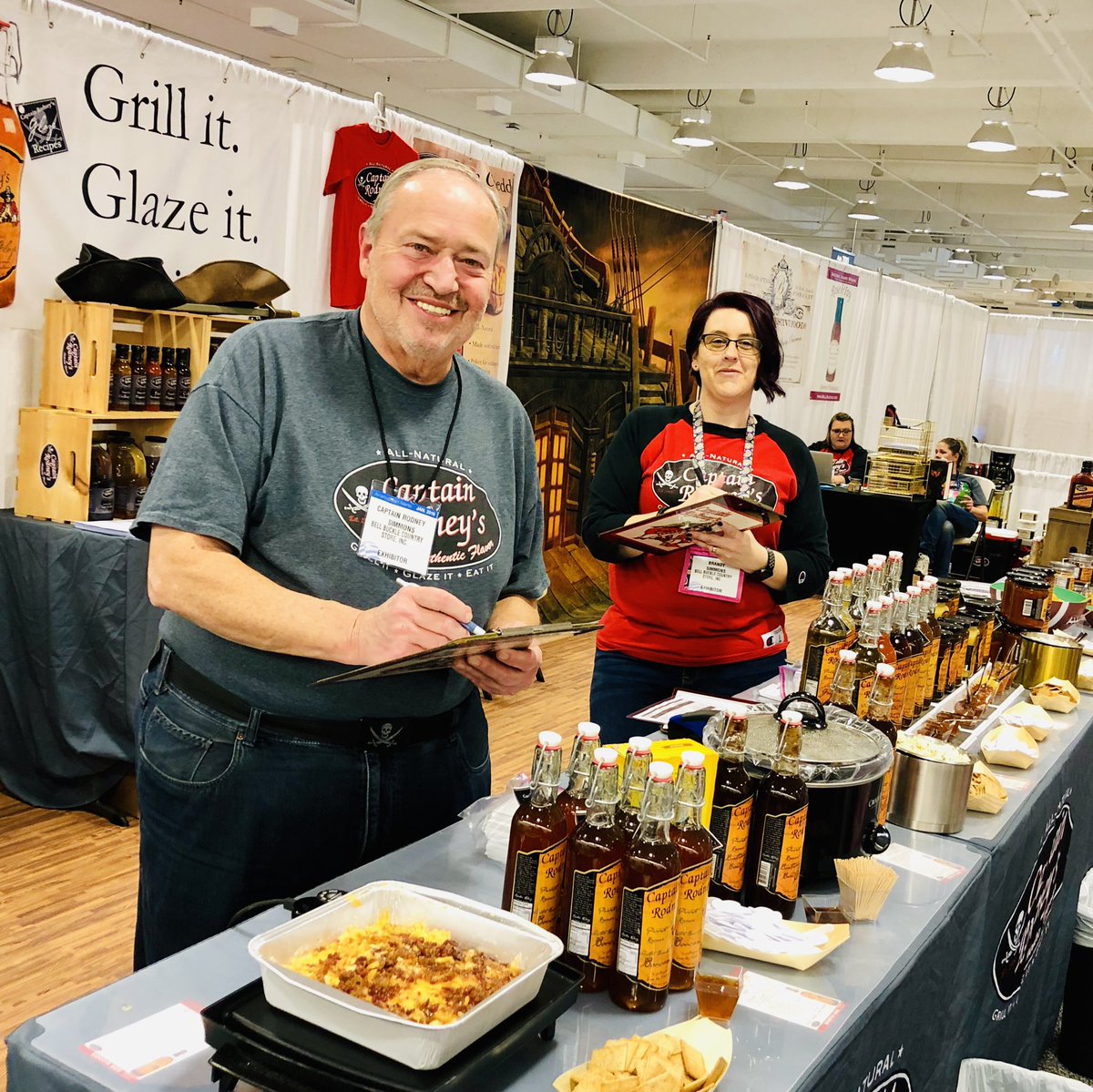CaptainRodneys's tweet photo. Come get a deal from the Pirates in booth 2-3-605 here at @AmericasMartATL  #CaptainRodneys #Legendary #Cheesebake #CoffeeBBQ #yummy
#Atlmkt https://t.co/K2rU4JmzTX