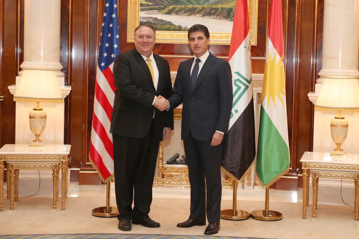 Pompeo visits KRG, meets with PM Barzani, Security Council Chancellor, and former president – discuss fate of Syrian Kurds and KRG-Baghdad relations