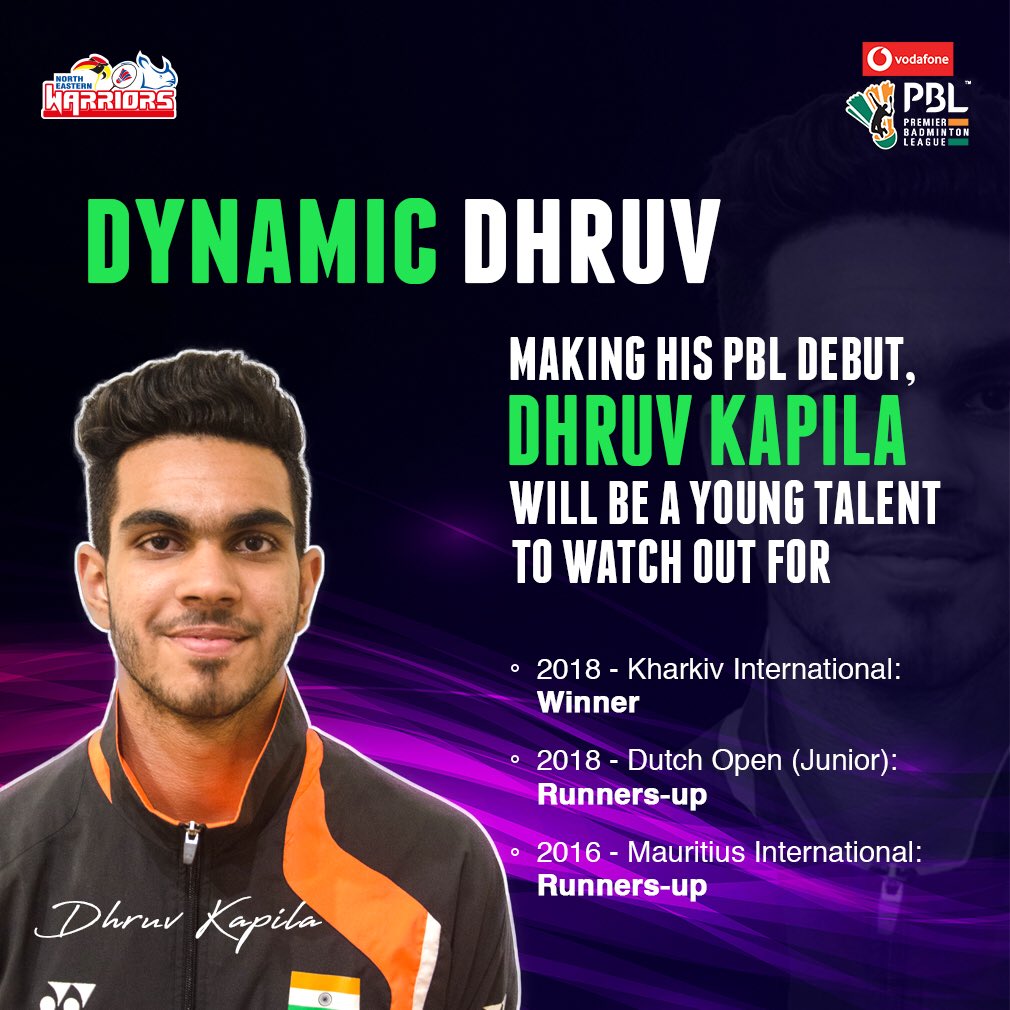 NEShuttlers's tweet photo. Keep an eye out for our young warrior @dhruvkapilaa who is set to make his #VodoafonePBL debut tonight.

Come on Warriors, make your loudest cheer in welcoming him! 👊

#GoWarriors #NEWarriors #VodafonePBL https://t.co/bI2cXHaZD5