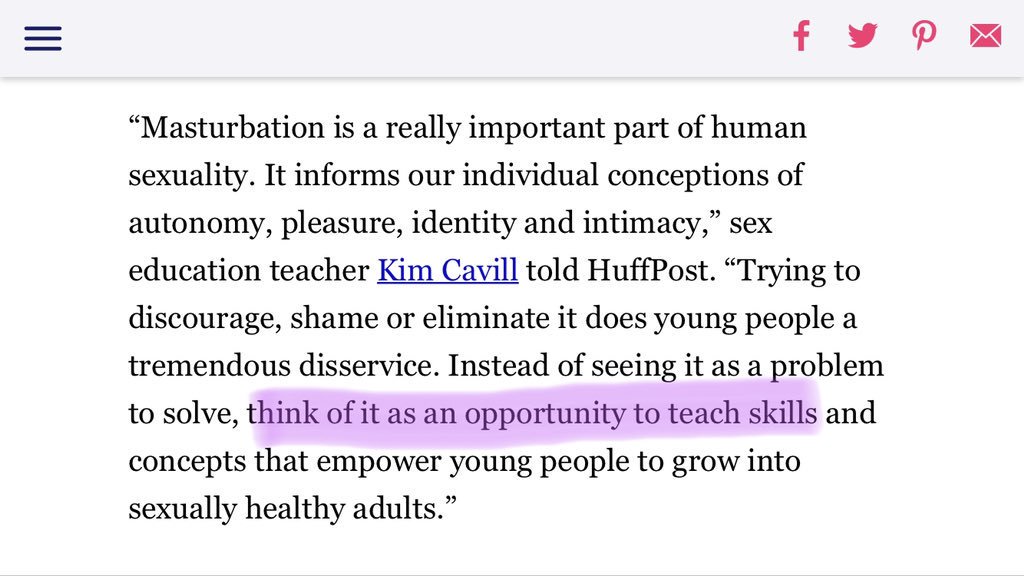 LaurenRoseUltra's tweet photo. Help! Huffpost is encouraging parents to "normalize" child masturbation with their kids. Instead of feeling awkward about it, "think of it as an opportunity to teach skills". The Huffpost is calling masturbation a childhood "skill".

Please RT to expose pedophillia in media. https://t.co/VyFlFo7gI9