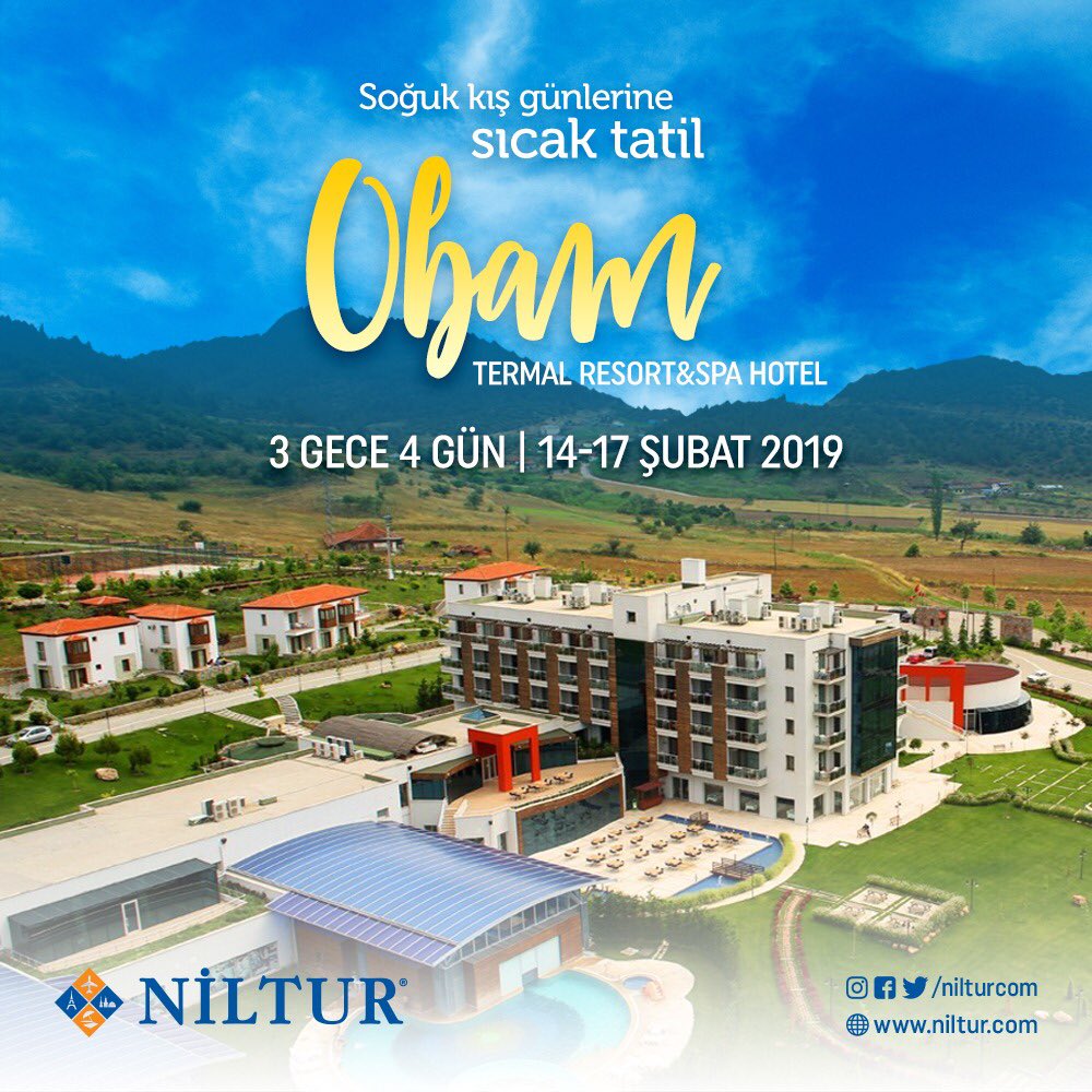 nilturcom's tweet photo. Soğuk kış günlerine sıcak tatil 😎📍Obam Termal Otel’de 📌3 Gece 4 Gün 🗓 14-17 Şubat 2019
#Niltur #BuDünyaBizimMemleket #ObamTermal #TermalTurizm
https://t.co/Bt8zMJcHXF https://t.co/Gfe7NkfiVd