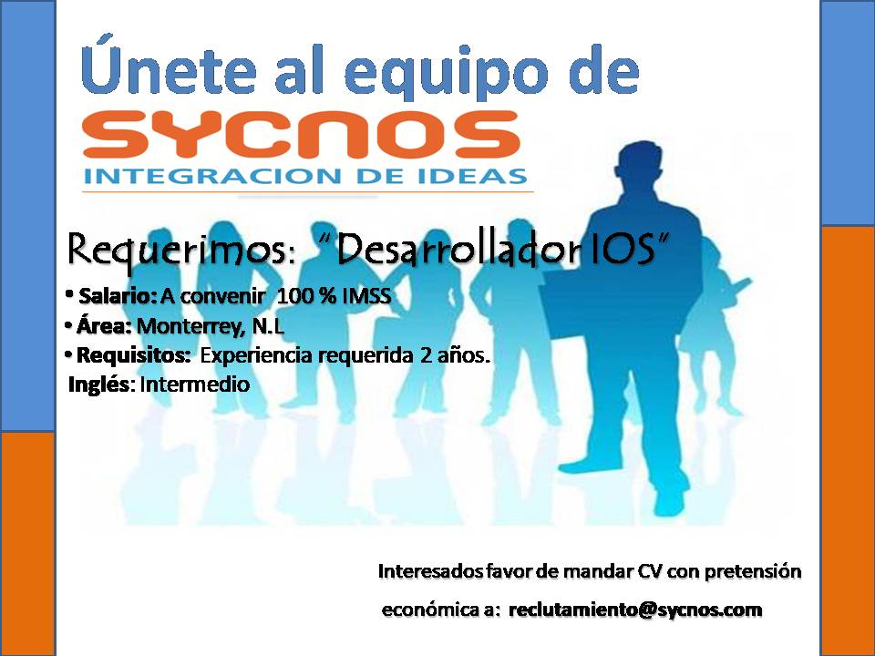 sycnos's tweet image. #SYCNOS te desea un #FelizMiércoles Únete a nuestro equipo de trabajo manda tu CV a reclutamiento@sycnos.com no dejes pasar esta oportunidad.

#DesarrolladorIOS