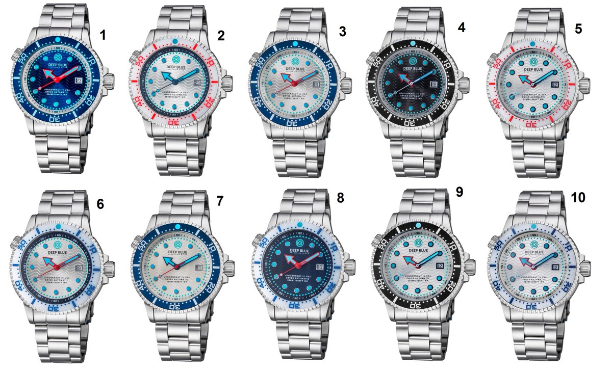 All 10 Juggernaut USA Swiss Automatic watches - Stay tuned for Introductory Pricing this weekend - Sign up for our email list at deepbluewatches.com
