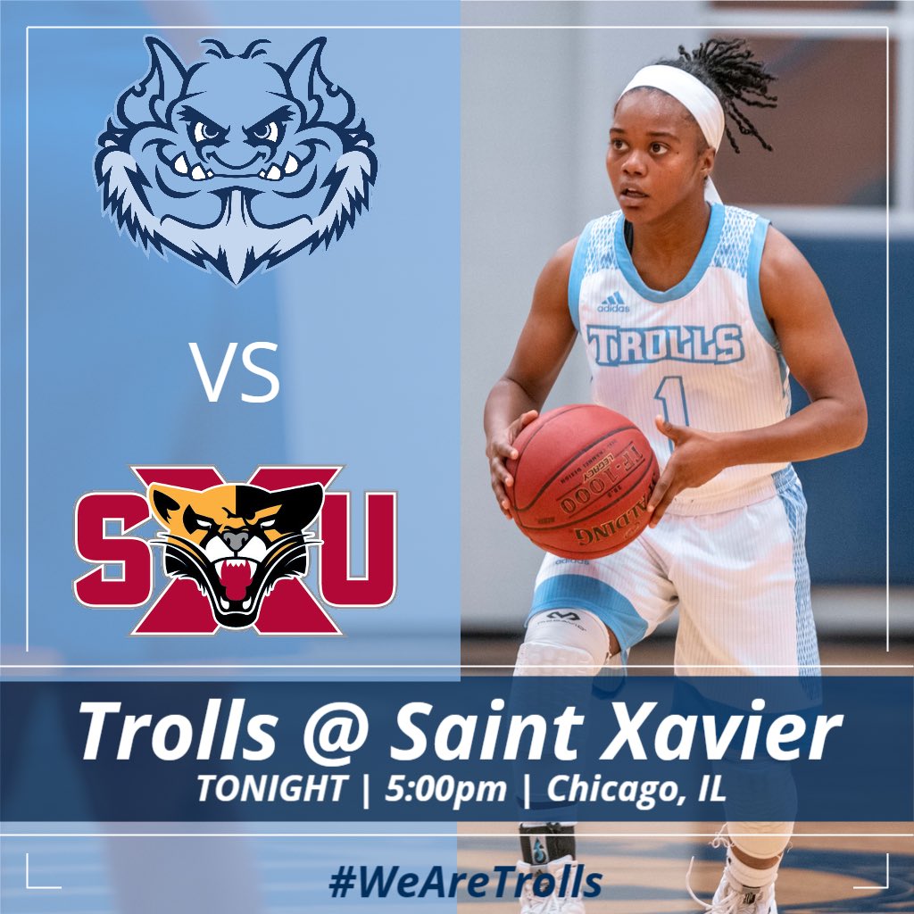 TrollsWBball's tweet photo. GAME DAY! Trolls make the 15min drive to neighboring Saint Xavier University tonight for the 5:00pm CCAC matchup! #WeAreTrolls #YesFace https://t.co/qjxbhKzEyS
