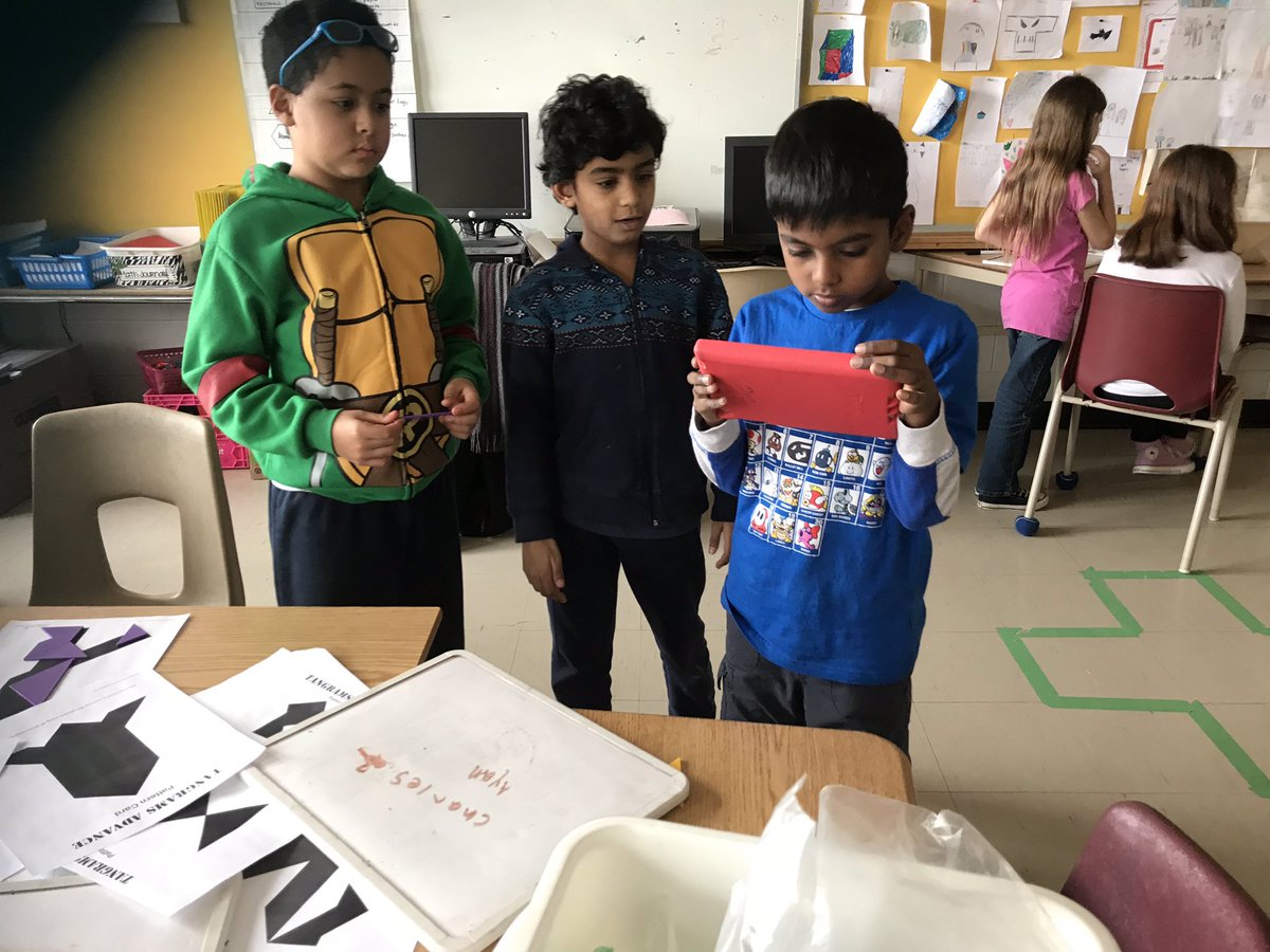 TDSB_DunlacePS's tweet photo. Tangram problem solving in Room 207. Students creating their own pictures or using a template. #studentdocumentation #2Dgeometry #wheredoesthisgo?@MrYerzy https://t.co/bzZ7o1e7V6