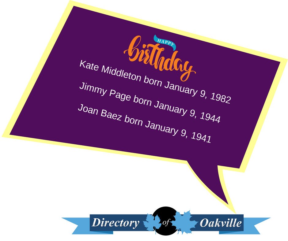 Happy Birthday!
Kate Middleton born January 9, 1982
Jimmy Page born January 9, 1944
Joan Baez born January 9, 1941 