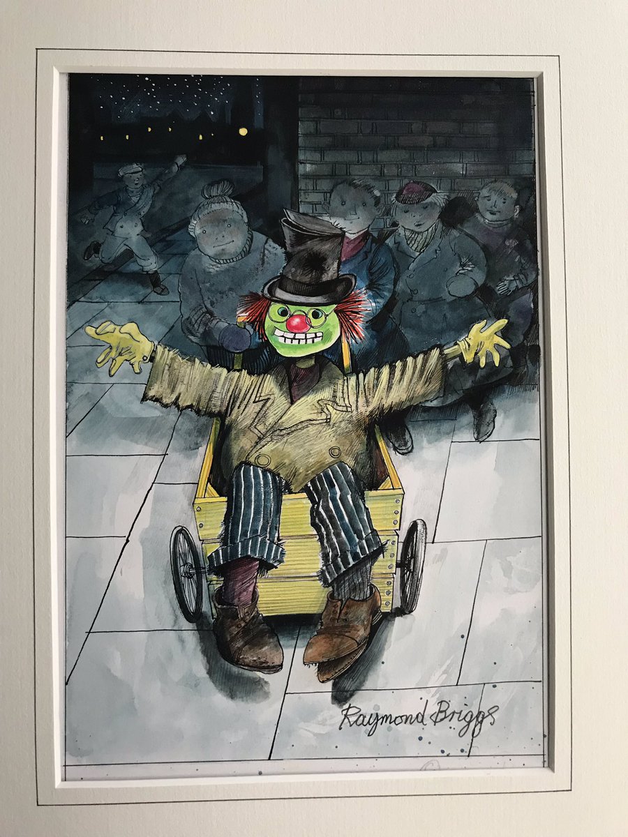 Krisminers's tweet photo. WOW…. I can’t believe my luck. After missing out on this very painting some years ago at auction, I can now finally say that I am a VERY PROUD owner of a Raymond Briggs Original #raymondbriggs #KrisMiners #Gouache #Gouachepainting #thesnowman #ruthmanningsanders #fatherchristmas https://t.co/ToinlYej8x