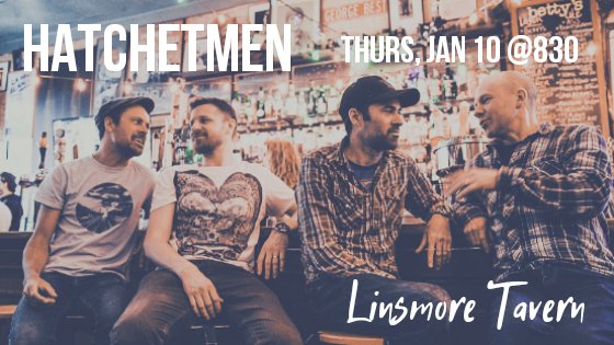 Hatchetmen return to rock @LinsmoreTavern tomorrow night at 830pm!  NO COVER!!!  It's 2019 - come celebrate with us!

#psychedelicrock #outlawcountry #torontomusic #torontoband #torontoevent #torontolive #6ix #tdot @DailyHiveTO @ExclaimMusic @nowtoronto @blogTO @TorontoStarLife