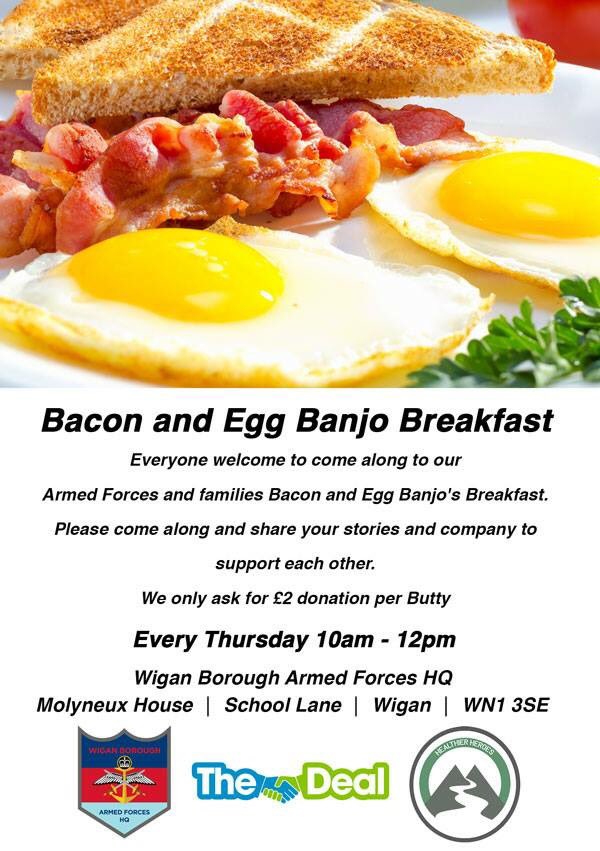 Please come down to ⁦@wiganafhq⁩ in the morning and enjoy a #banjo #livelifeloveoutdoors #livelifeenjoythejourney #saluteourforces #nreakfastclub