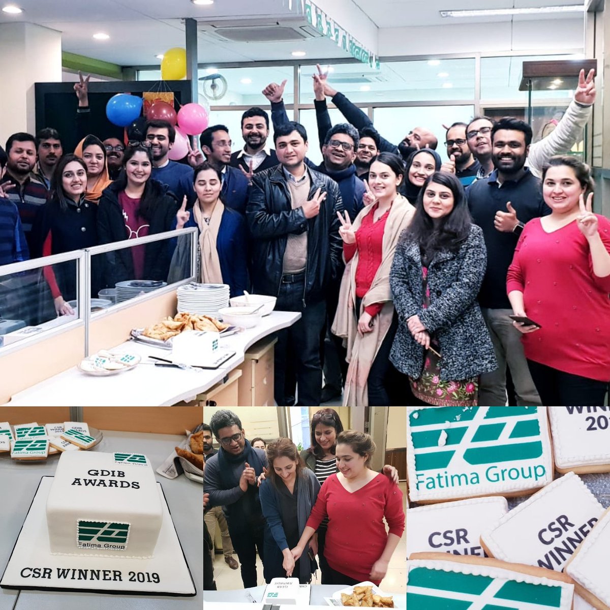 Naz7Hira's tweet photo. Celebrating #bigwin for #fatimagroup at the #GDIBAwards2019 winners of CSR in Progressive Category.
#diversityandinclusion #fatimafamily #lifeatfatima #celebrations🎉 https://t.co/NkVHhWoxJ2