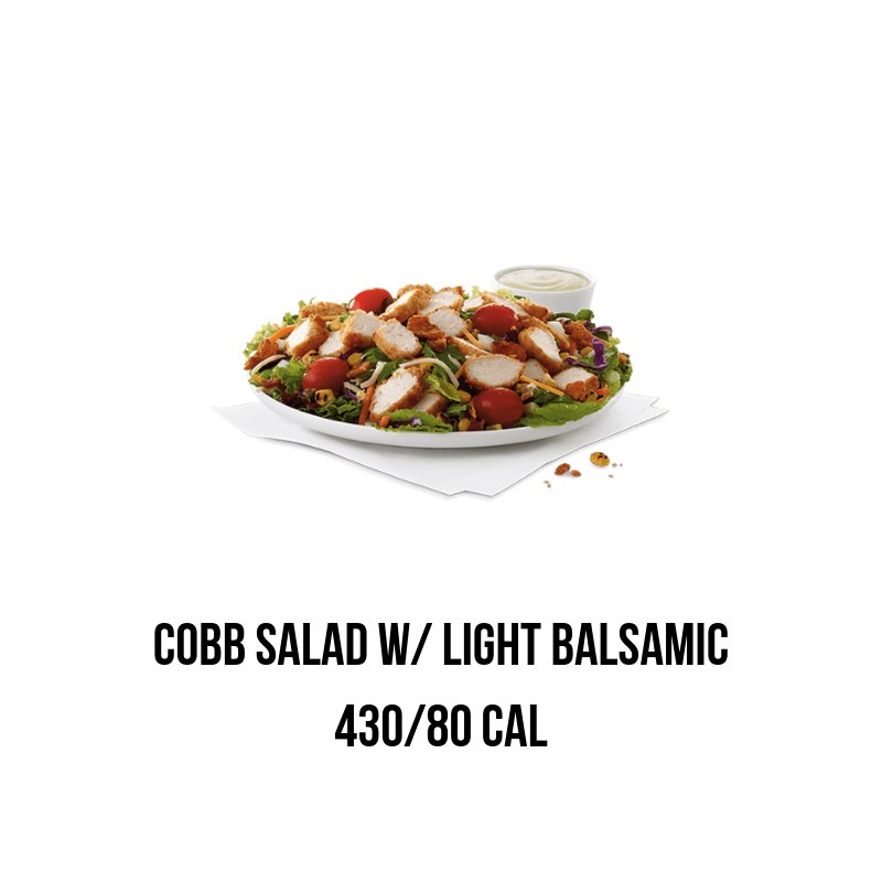 EastpointCFA's tweet photo. Day 3 of #SixUnderSix Kick the mid-day slump with the Cobb Salad. Enjoy with Light Balsamic Dressing and own your afternoon. #cfaeastpoint #healthyliving https://t.co/6zd9rS0Dp5