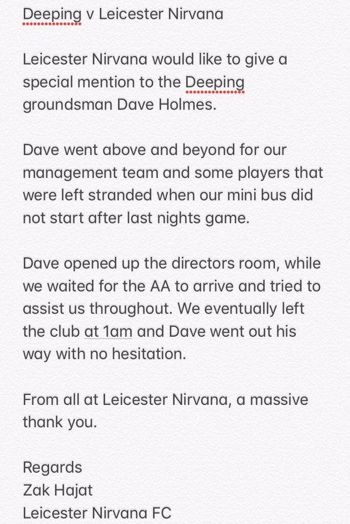 We would like to thank Dave Holmes of <a href="/DeepingRangers/">Deeping Rangers FC</a> for going above and beyond at last nights <a href="/utdcos/">UCL</a> <a href="/UCLFanZone/">UCL Fan Zone</a> game.