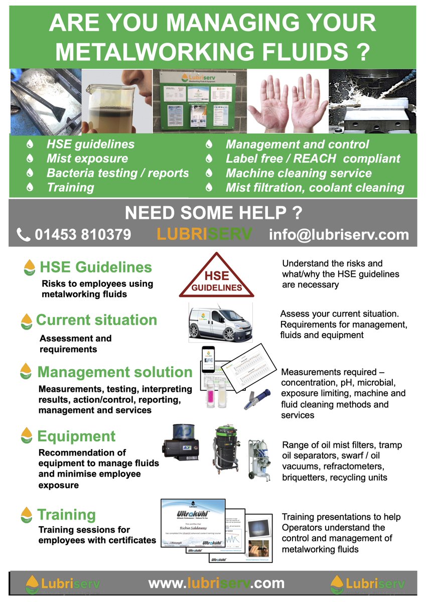 Are you ready for a visit from the HSE ? are you breathing harmful CNC coolant mist ? Give LUBRISERV a call for advice on mist extraction, coolant control, machine cleaning and much more