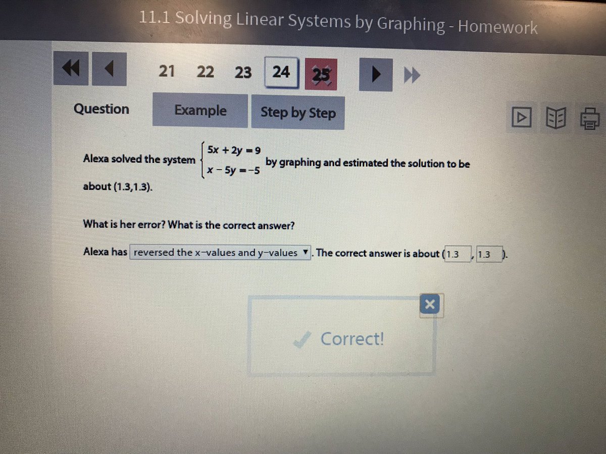 HeardInMath's tweet image. “Alexa got the problem wrong, her answer was (1.3, 1.3) what did she do wrong?”

She switched the x/y values, it should be (1.3, 1.3)!?!?! 

#MakesSense #TextbookErrors