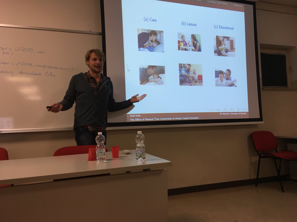 APeichl's tweet image. .@PaulHufe (@ifo_Institut @LMU_Muenchen) presenting his paper on „The Effect of Paternal Time Investments on Human Capital Formation“ at Canazei Winter School on #Inequality #IT14