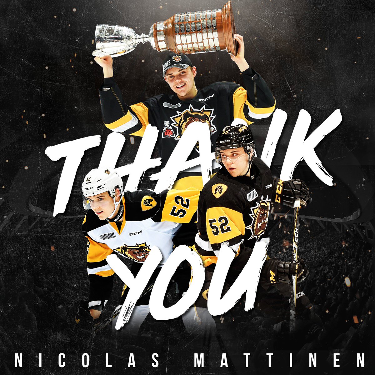 BulldogsOHL's tweet photo. For his short time in Hamilton, he has had a profound impact on the Bulldogs organization and was a key part of our 2018 Championship team.

This season, his leadership, on and off the ice, has set an incredible example for our young players.   

Thank you, @nick_mattinen. https://t.co/PphgSZ061l