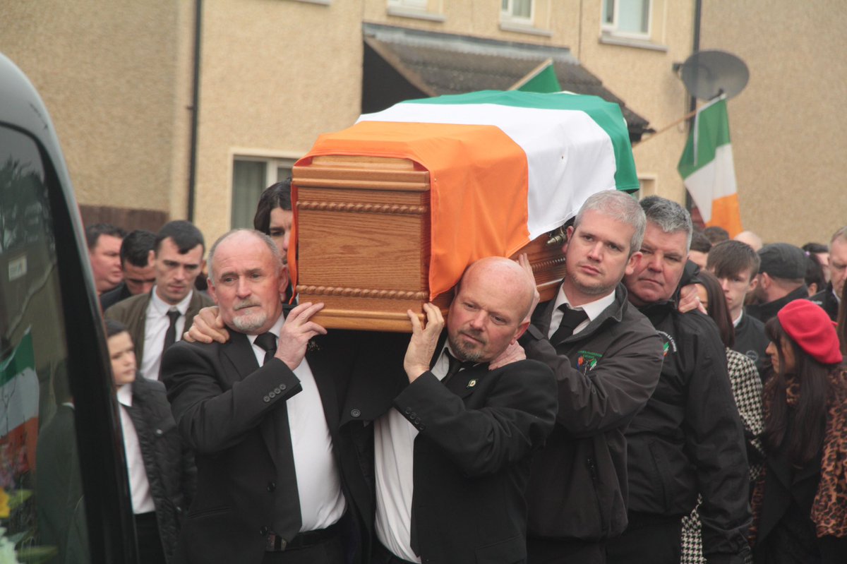 armagh_sinnfein's tweet photo. Armagh city came to a standstill today as Republican stalwart Dympna McCague was laid to rest. Hundreds of people attended the funeral including former Sinn Féin President Gerry Adams TD and @gildernewm who delivered a fitting oration acknowledging Dympna’s contribution. https://t.co/AkZcHf6olq