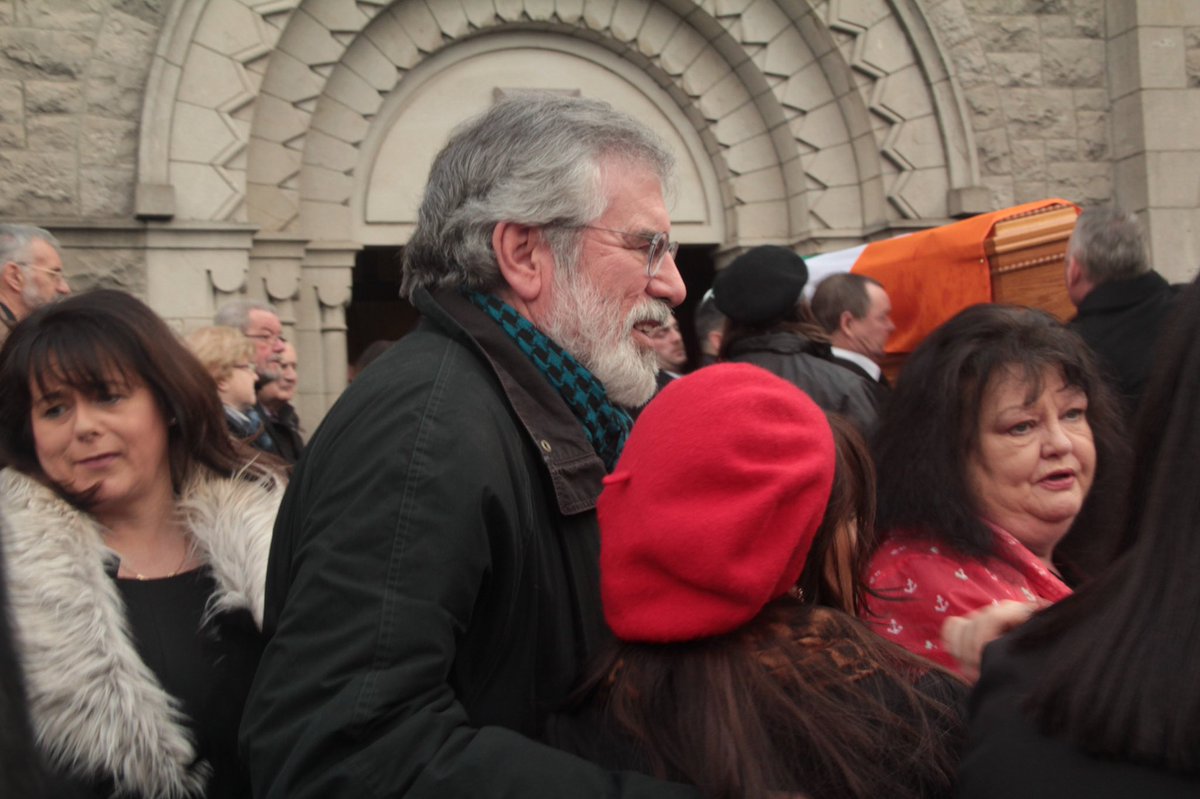 armagh_sinnfein's tweet photo. Armagh city came to a standstill today as Republican stalwart Dympna McCague was laid to rest. Hundreds of people attended the funeral including former Sinn Féin President Gerry Adams TD and @gildernewm who delivered a fitting oration acknowledging Dympna’s contribution. https://t.co/AkZcHf6olq