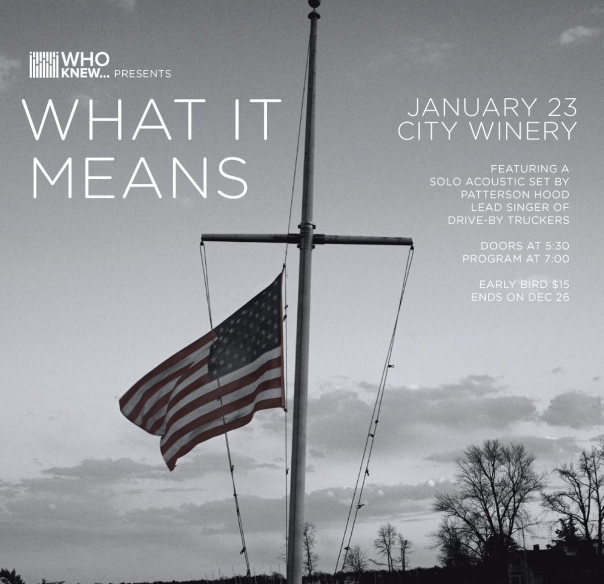 Join us for the latest <a href="/WhoKnewNash/">WHO KNEW...</a> event at <a href="/CityWineryNSH/">CityWineryNSH</a>. A panel of music industry executives and artists will come together to discuss industry trends. The event will also include an acoustic set from <a href="/PattersonHood/">Patterson Hood</a> of the <a href="/drivebytruckers/">Drive-By Truckers</a>. citywinery.com/nashville/whok…
