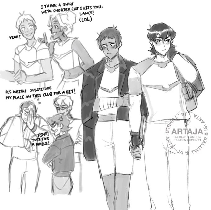 I've been obsessed with older KL!au and this cheerleading!KL au. Keith's forced into the club by Shiro while Lance got into it bc he had crush on Allura 