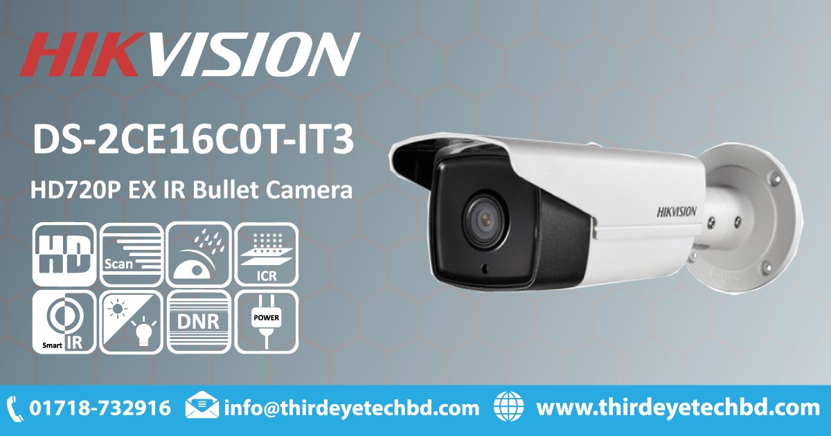 Third Eye Tech
 eMail:info@thirdeyetechbd.com
 thirdeyetechbd.com
 Cell:+8801918-545118
 Brand:HIKVISION
 Model:DS-2CE16C0T-IT3
 Type:HD720P EXIR Bullet Camera
 Made In China
 Shop Now: bit.ly/2QDzsmI
 #HIKVISION #HIKVISION Bangladesh #DS-2CE16C0T-IT3