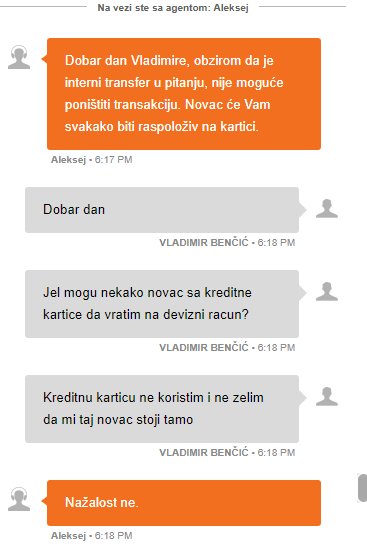 Chombe89's tweet photo. Greškom sam umesto sa jednog deviznog na drugi novac prebacio sa deviznog na kreditnu karticu. @banca_intesa da li je moguće da mi je novac sada zarobljen na kreditnoj kartici i da mogu do njega da dodjem samo kupujući sa njom?! #bancaintesa https://t.co/BhovGXaeOP