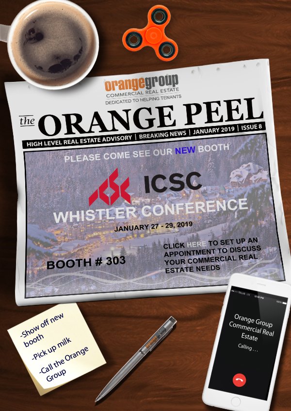 orangegroupcre's tweet photo. It's that time of year again! We are gearing up for the 2019 Whistler ICSC Conference, and will be debuting a new booth! Come check us out! #whistler #icsc #shopping #tenant #tenantrep #commercialrealestate @ICSC https://t.co/yohIZjvJqY