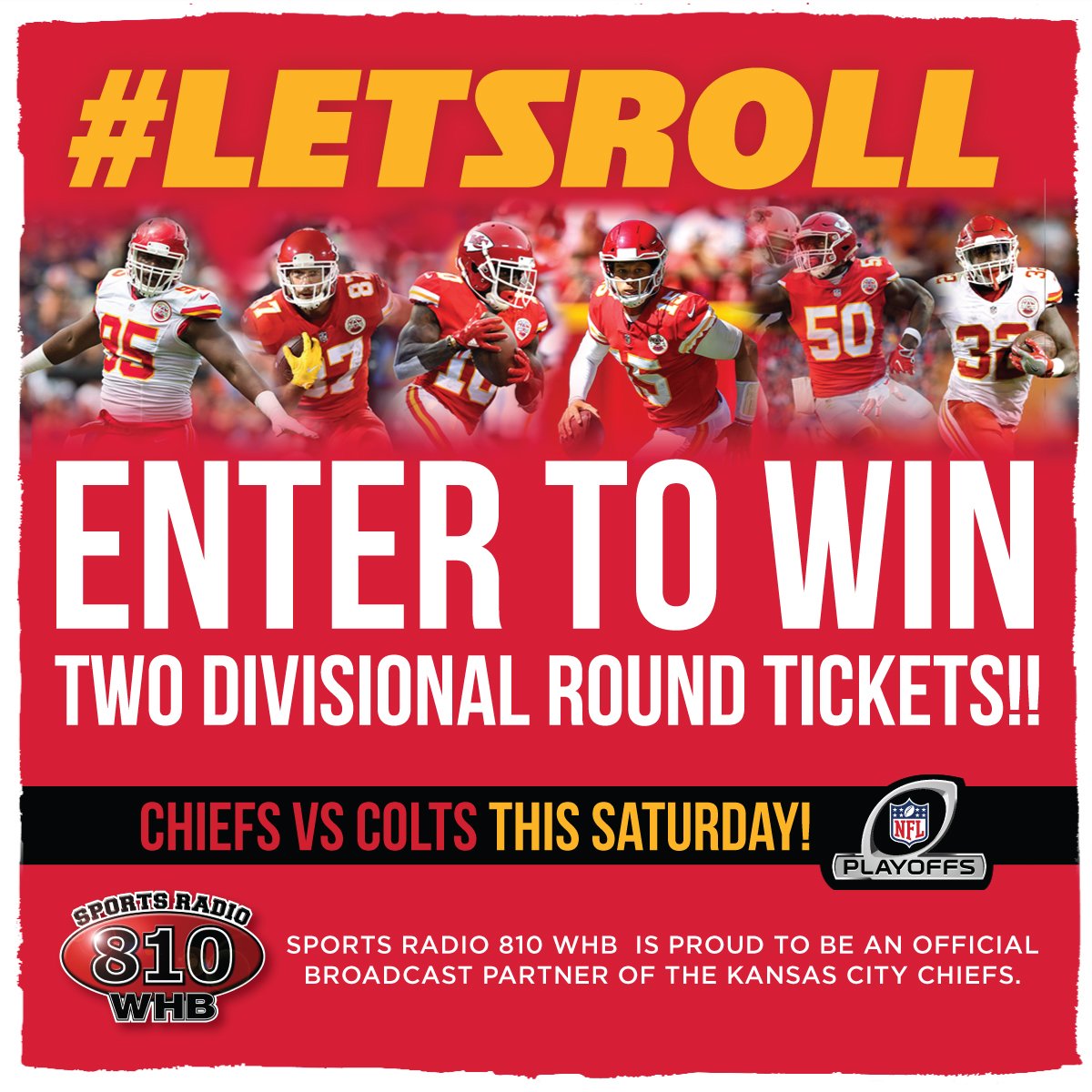 Sports Radio 810 WHB (@sportsradio810) on Twitter photo 💥🚨 CONTEST ALERT! 🚨💥
To enter to WIN: FOLLOW <a href="/SportsRadio810/">Sports Radio 810 WHB</a> & RETWEET this post
#LetsRoll #ChiefsKingdom #810WHB
Contest will close 5pm cst on Friday, January 11th. Must be +18 to enter. Contest is not affiliated with Facebook. 💥🚨 CONTEST ALERT! 🚨💥
To enter to WIN: FOLLOW <a href="/SportsRadio810/">Sports Radio 810 WHB</a> & RETWEET this post
#LetsRoll #ChiefsKingdom #810WHB
Contest will close 5pm cst on Friday, January 11th. Must be +18 to enter. Contest is not affiliated with Facebook.