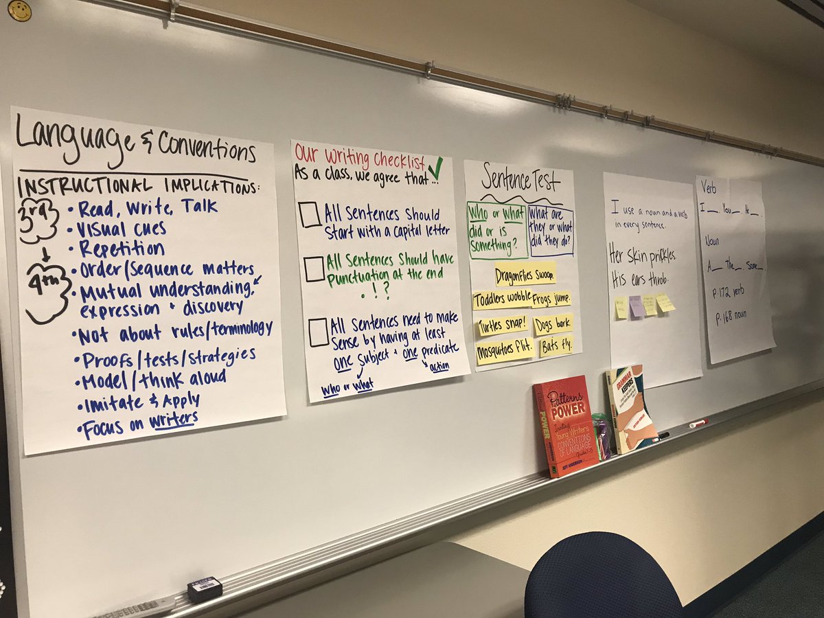 DrMacieKerbs's tweet photo. Gr 3 &amp; 4 Writing Ts collaborating today on best practices for teaching language and conventions. Drawing on the experts in the field @writeguyjeff and @gretchbernabei to inform our inquiry! #emsproud #emselar #emswrites https://t.co/H9IbGb3PcS